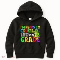 I'm Ready To Crush 1st Grade Truck Dinosaur Back To School Kids Hoodie thumb 0