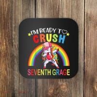 I'm Ready To Crush 7th Grade Dabbing Unicorn Back To School Coaster thumb 0