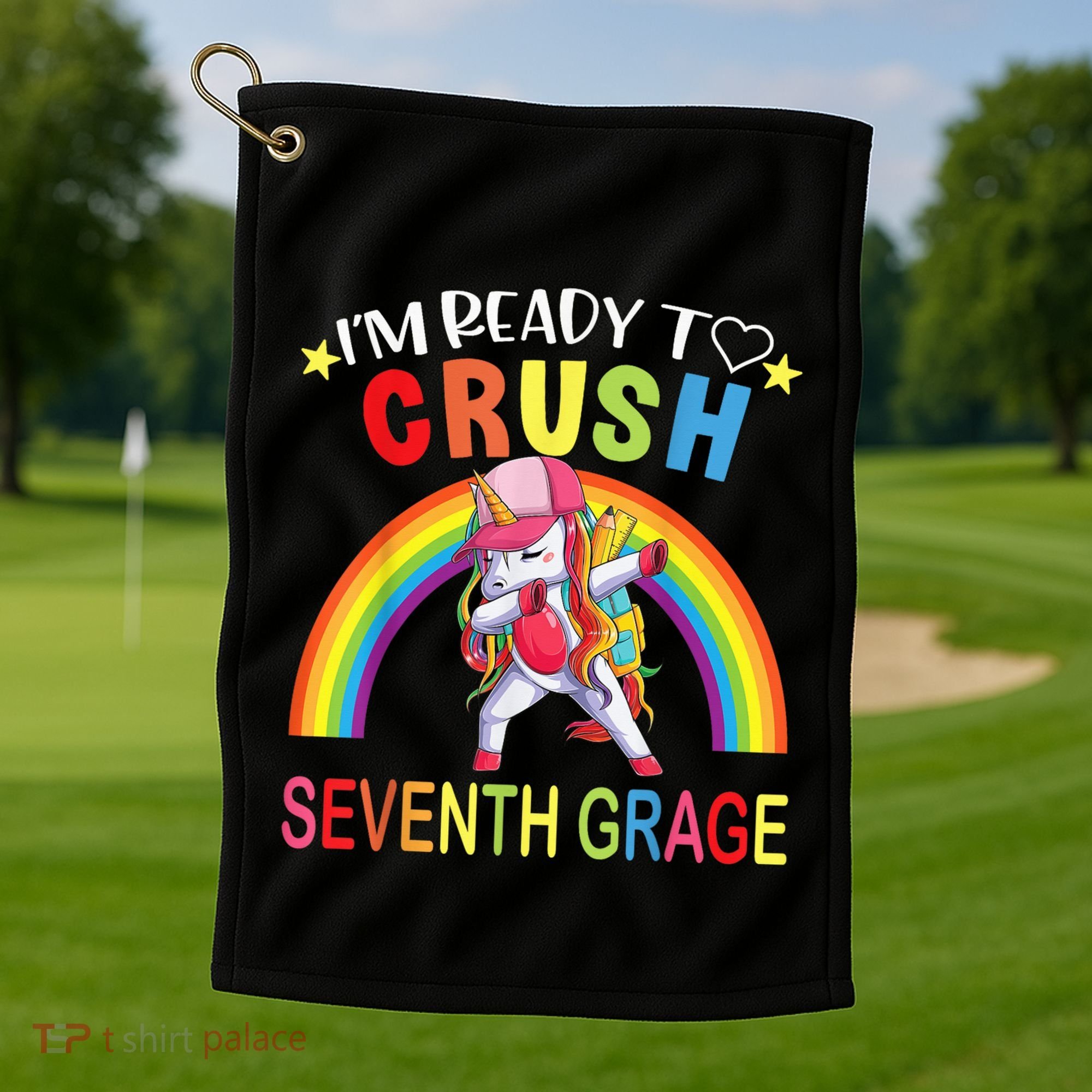 I'm Ready To Crush 7th Grade Dabbing Unicorn Back To School Golf Towel