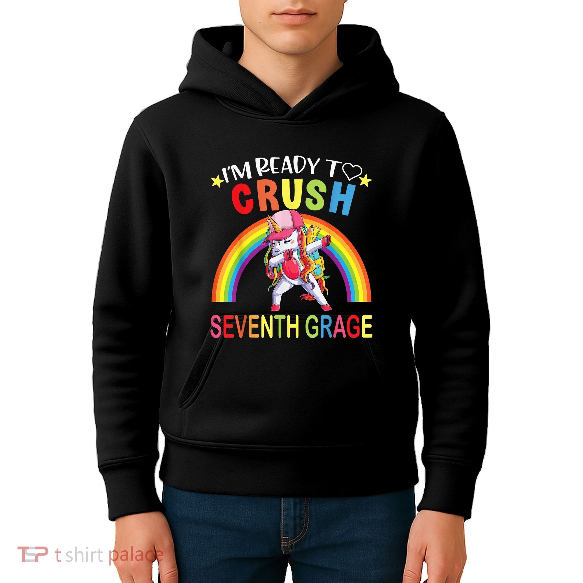 I'm Ready To Crush 7th Grade Dabbing Unicorn Back To School Kids Hoodie