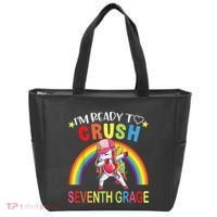 I'm Ready To Crush 7th Grade Dabbing Unicorn Back To School Tote Bag thumb 0