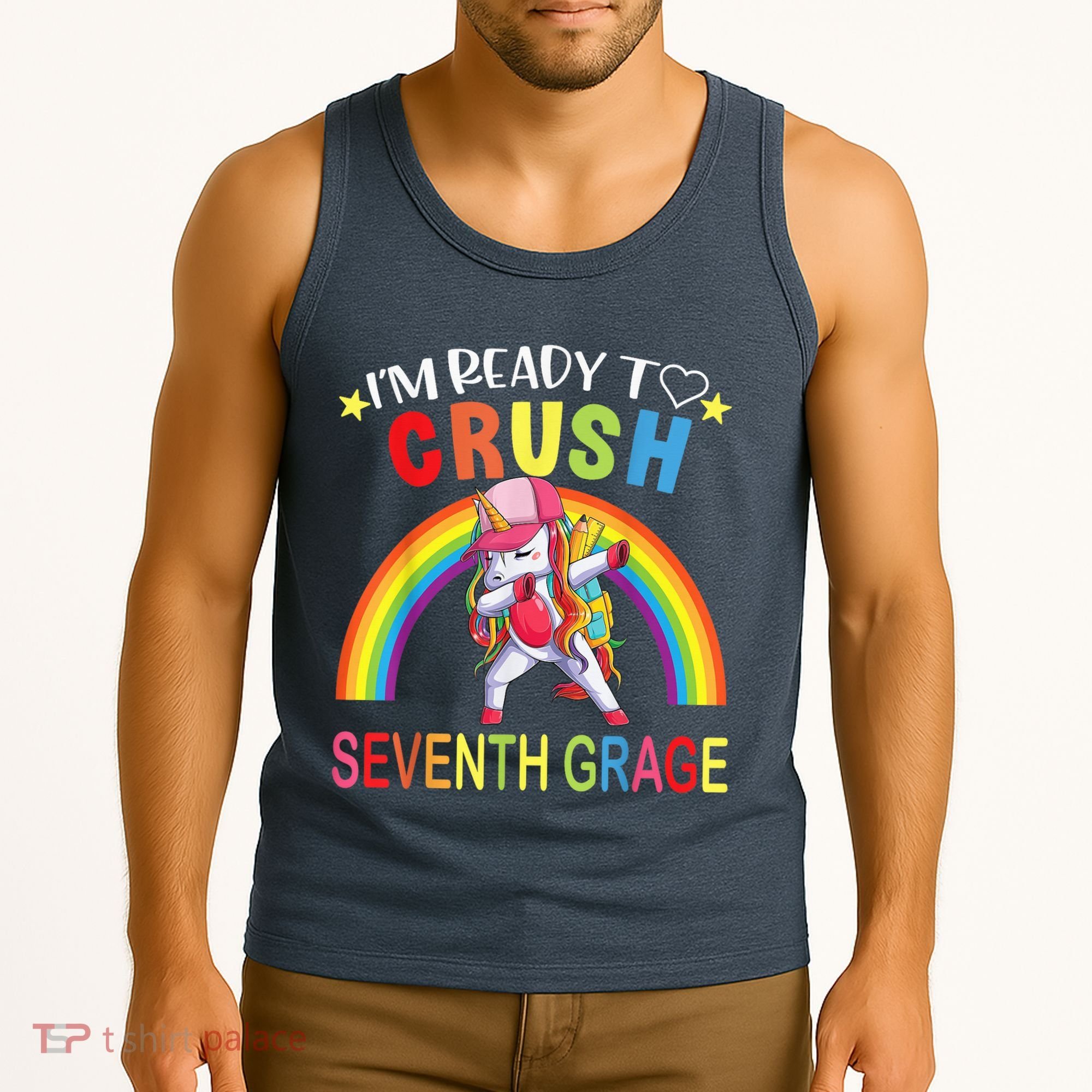 I'm Ready To Crush 7th Grade Dabbing Unicorn Back To School Tank Top