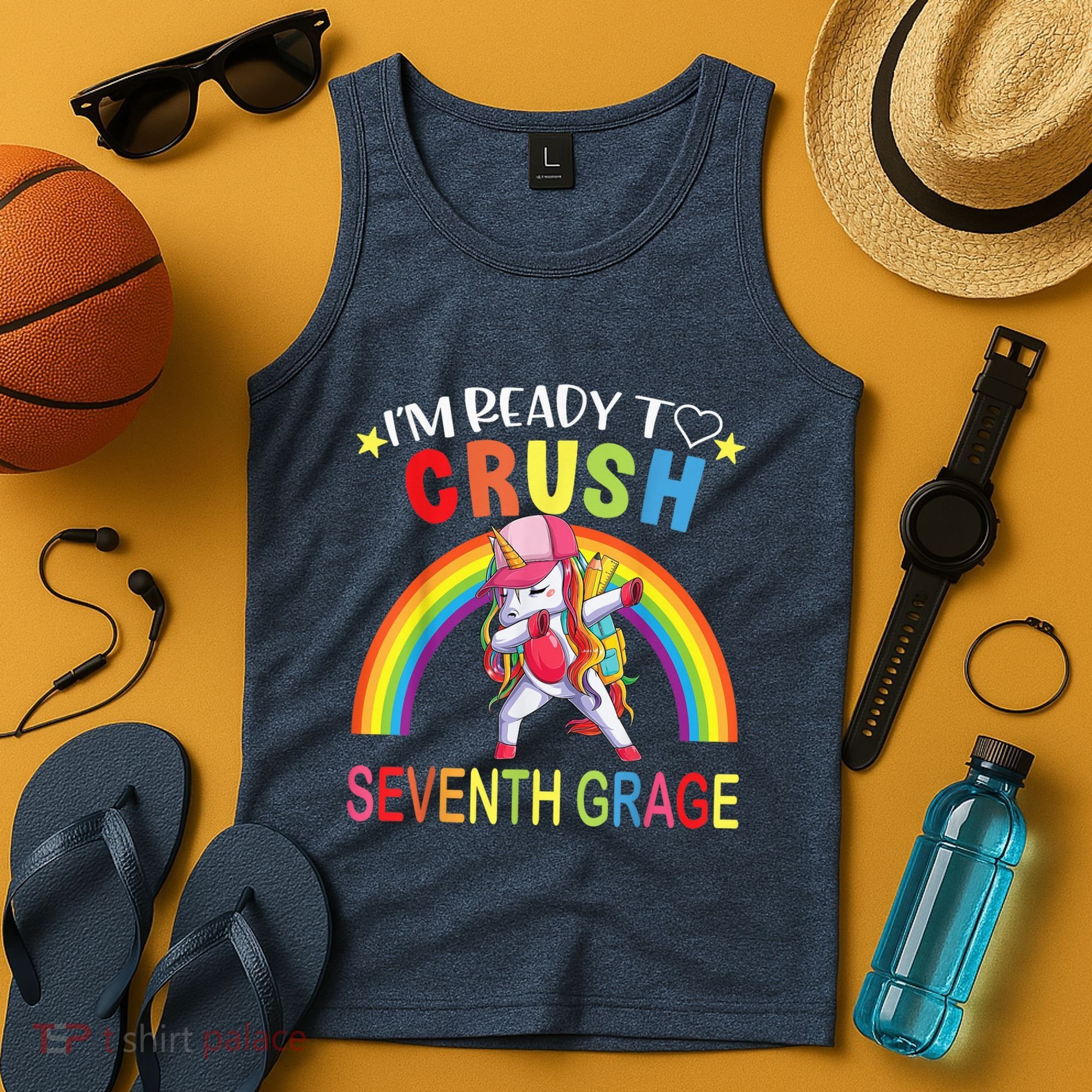 I'm Ready To Crush 7th Grade Dabbing Unicorn Back To School Tank Top