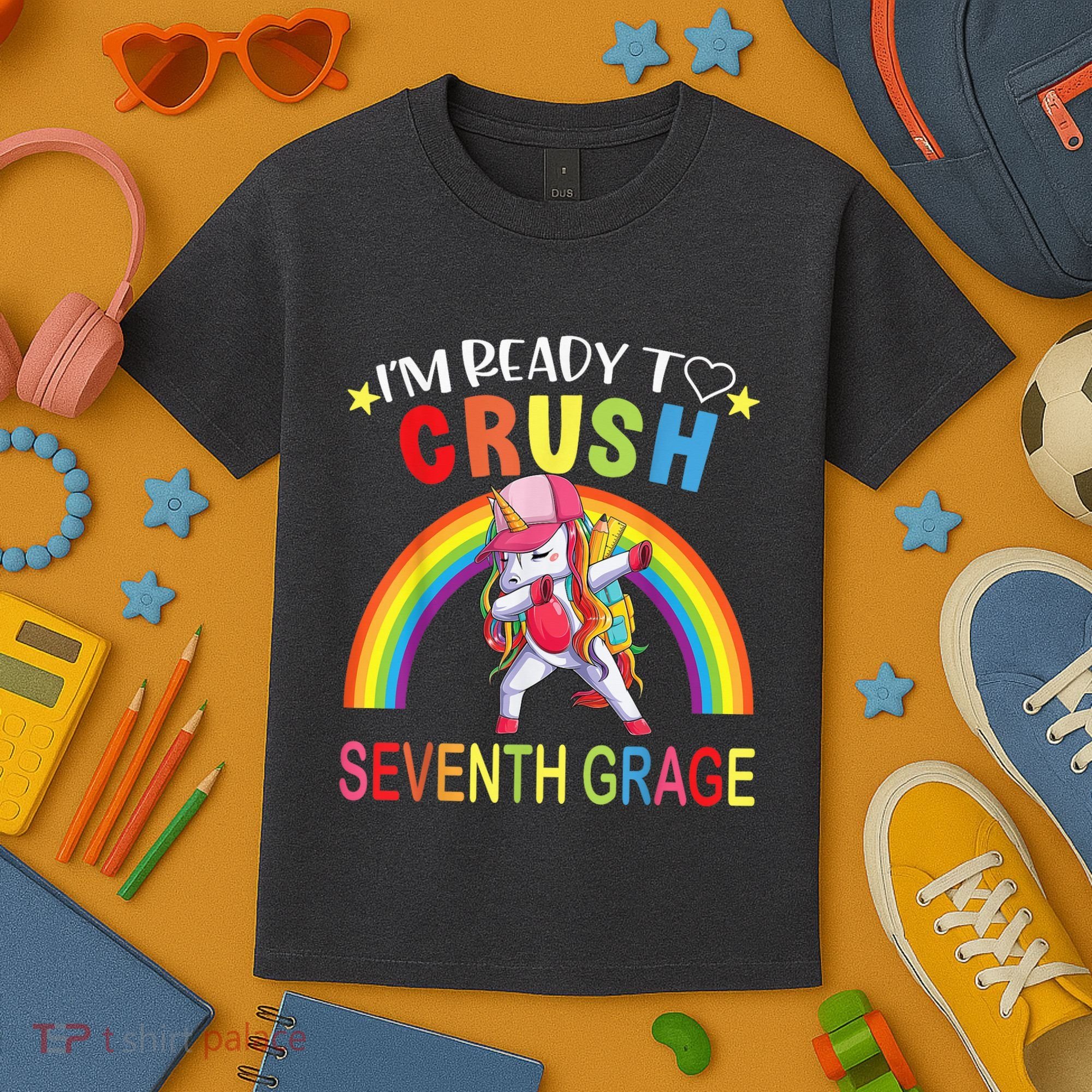 I'm Ready To Crush 7th Grade Dabbing Unicorn Back To School Kids T-Shirt