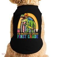 I'm Ready To Crush 1st Grade Dinosaur Back To School Doggie Tank thumb 0
