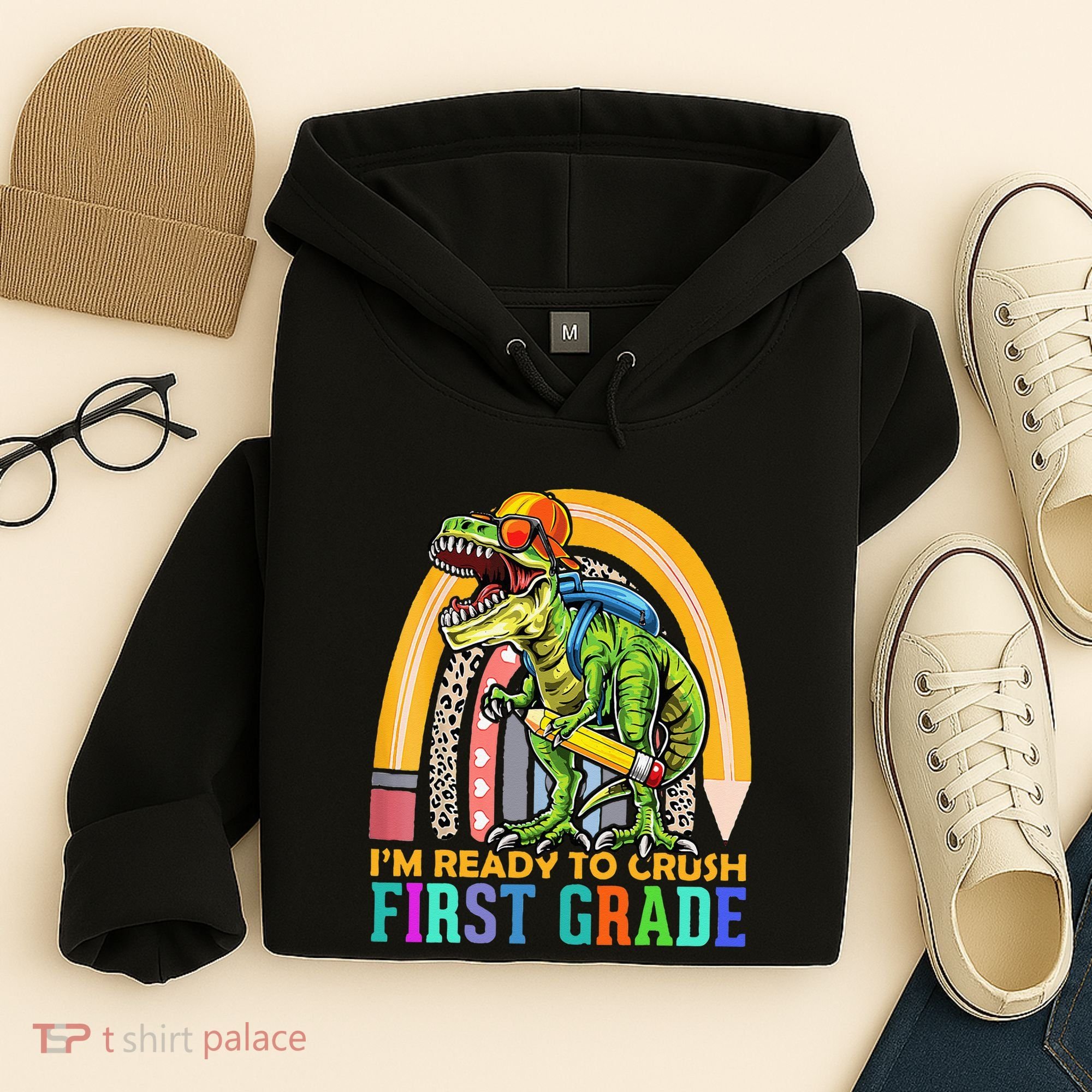 I'm Ready To Crush 1st Grade Dinosaur Back To School Hoodie