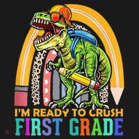 I'm Ready To Crush 1st Grade Dinosaur Back To School Baby Bodysuit thumb 2