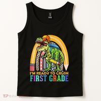I'm Ready To Crush 1st Grade Dinosaur Back To School Tank Top thumb 2