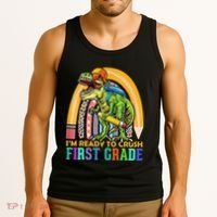 I'm Ready To Crush 1st Grade Dinosaur Back To School Tank Top thumb 3