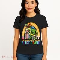I'm Ready To Crush 1st Grade Dinosaur Back To School Women's T-Shirt thumb 4