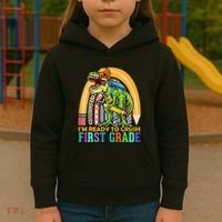I'm Ready To Crush 1st Grade Dinosaur Back To School Kids Hoodie thumb 3