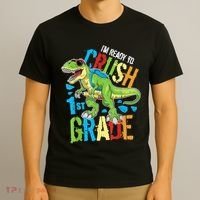 Im Ready To Crush 1st Grade Dinosaur T Rex Back To School T-Shirt thumb 3