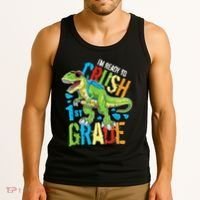 Im Ready To Crush 1st Grade Dinosaur T Rex Back To School Tank Top thumb 3