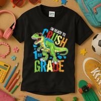 Im Ready To Crush 1st Grade Dinosaur T Rex Back To School Kids T-Shirt thumb 3