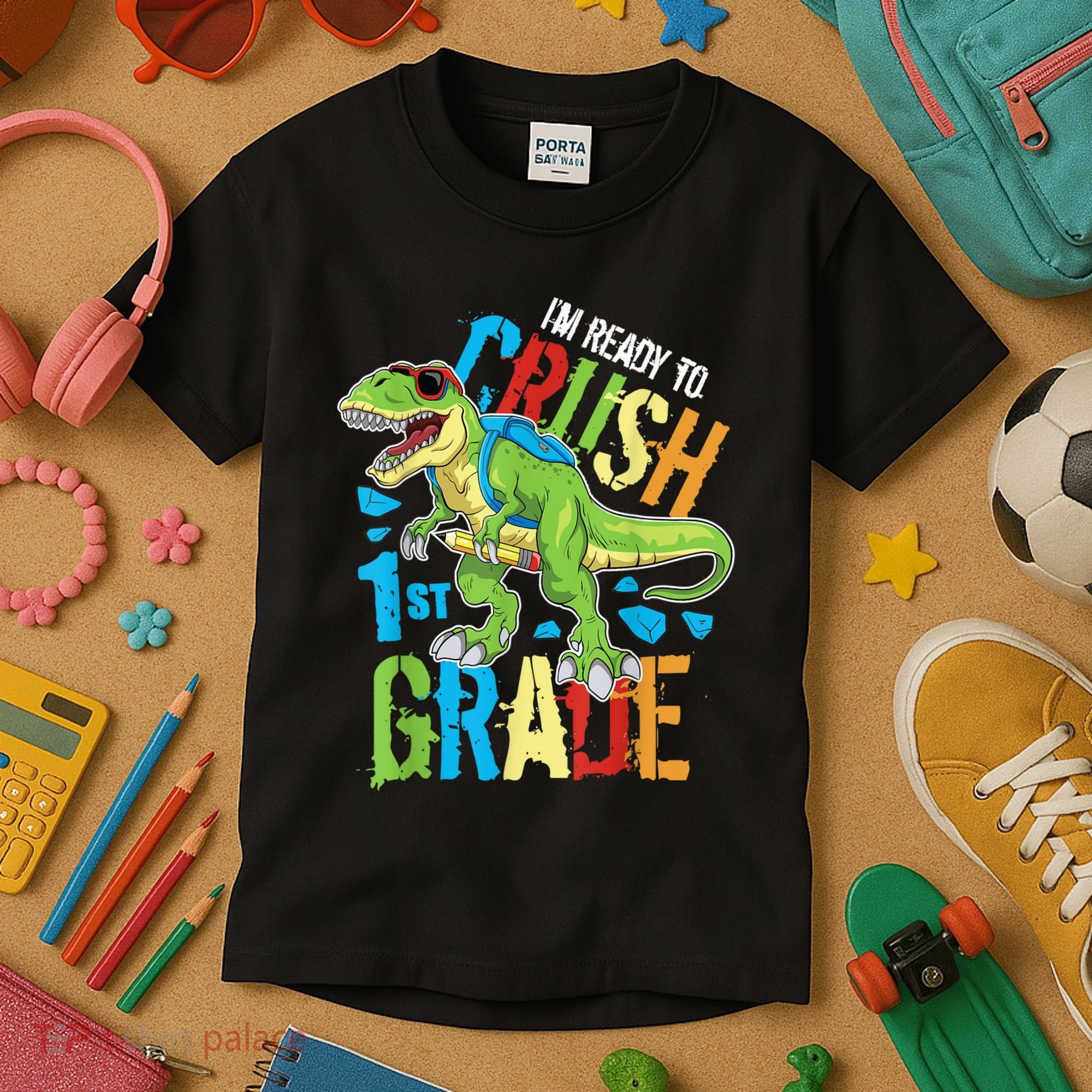 Im Ready To Crush 1st Grade Dinosaur T Rex Back To School Kids T-Shirt