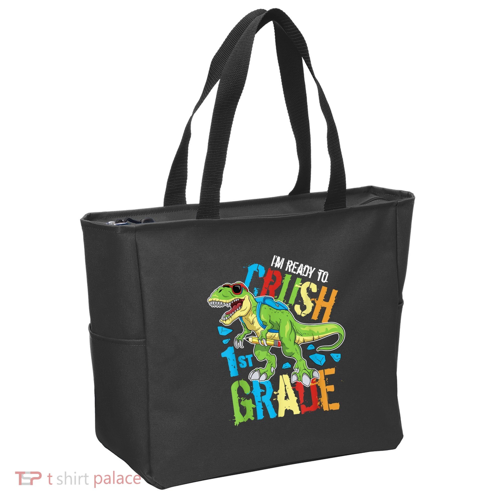 Im Ready To Crush 1st Grade Dinosaur T Rex Back To School Tote Bag