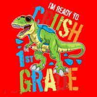 Im Ready To Crush 1st Grade Dinosaur T Rex Back To School Santa Hat thumb 1
