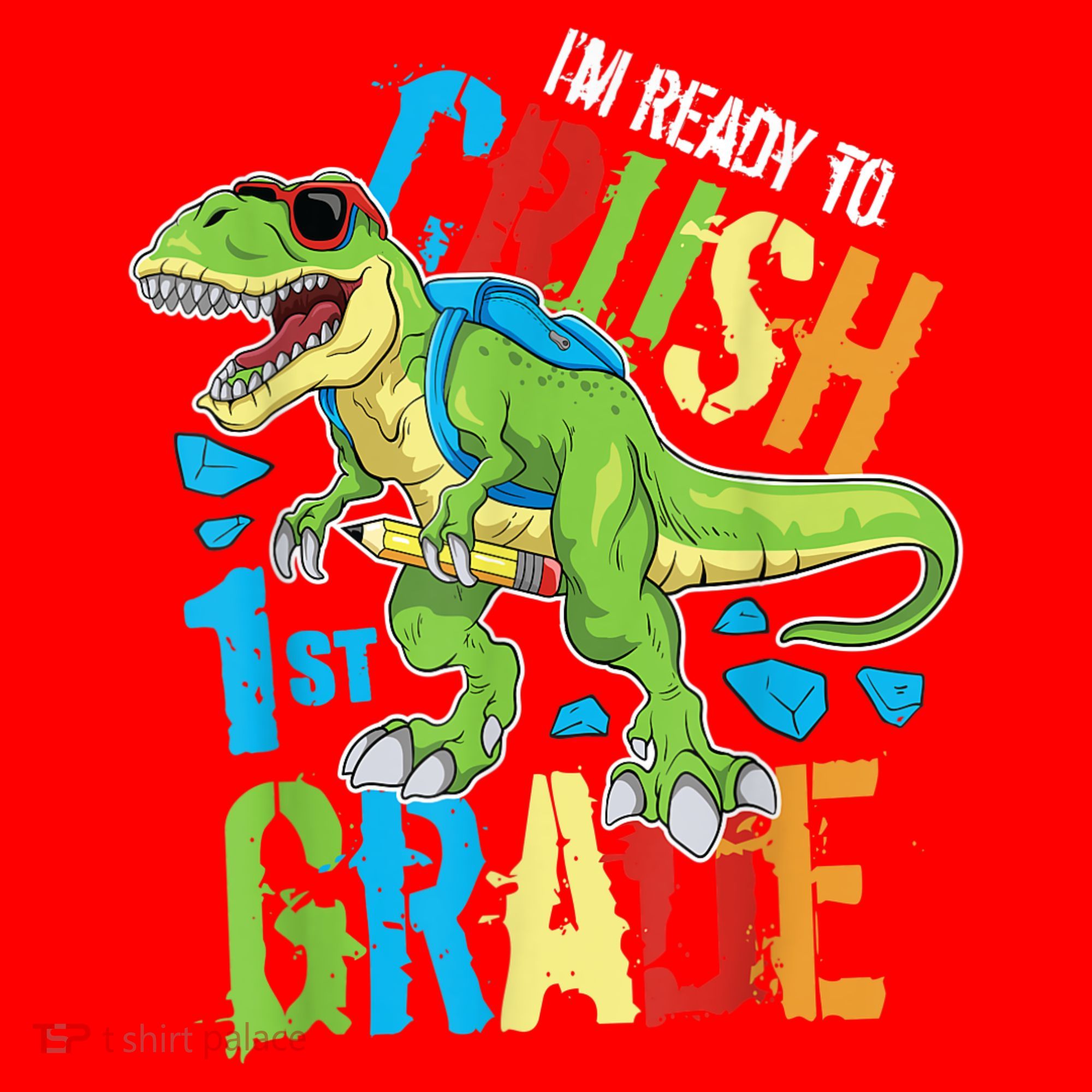 Im Ready To Crush 1st Grade Dinosaur T Rex Back To School Santa Hat
