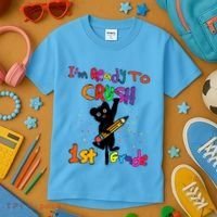 Im Ready To Crush 1St Grade First Grade Cat Cute Gift Kids T-Shirt thumb 3