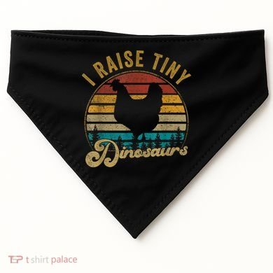 I Raise Tiny Dinosaurs Vintage Retro 70S Chicken Silhouette USA-Made Doggie Bandana