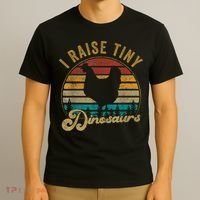 I Raise Tiny Dinosaurs Vintage Retro 70S Chicken Silhouette T-Shirt thumb 3