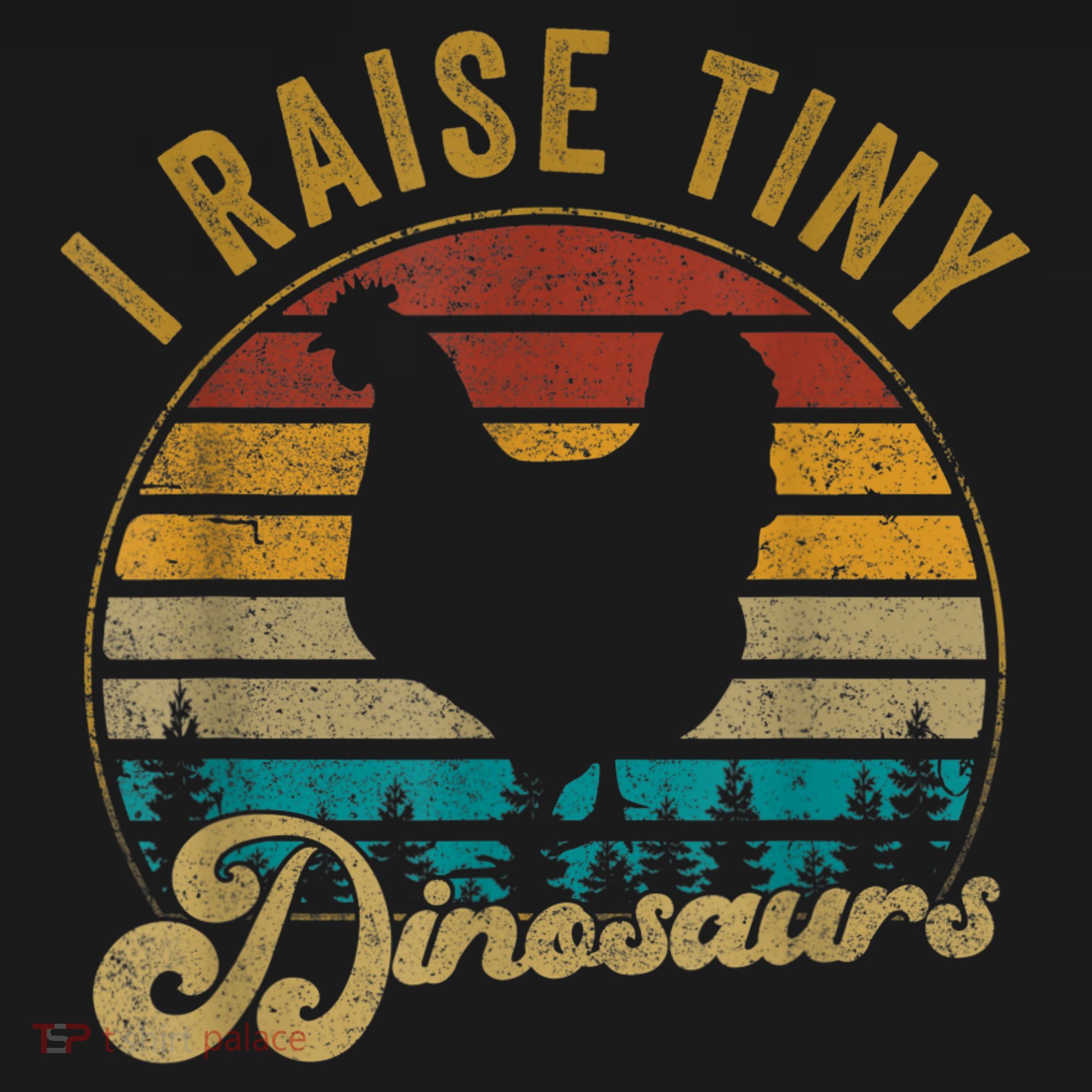 I Raise Tiny Dinosaurs Vintage Retro 70S Chicken Silhouette T-Shirt