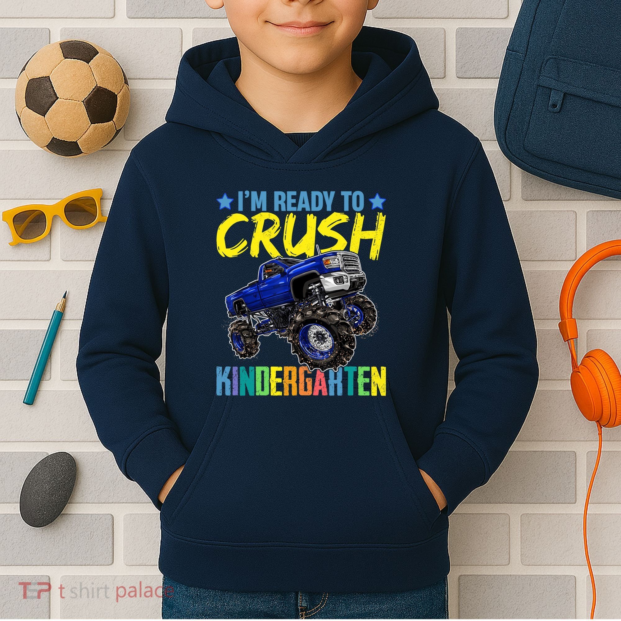 I'm Ready To Crush Kindergarten Monster Truck Back To School Kids Hoodie