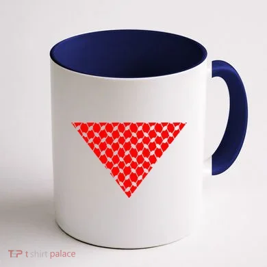 Inverted Red Triangle With Patterns Coffee Mug back
