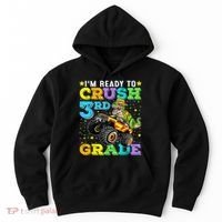 I'm Ready To Crush 3rd Grade Monster Truck Dinosaur Boy Hoodie thumb 0