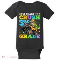 I'm Ready To Crush 3rd Grade Monster Truck Dinosaur Boy Baby Bodysuit thumb 0