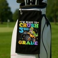 I'm Ready To Crush 3rd Grade Monster Truck Dinosaur Boy Golf Towel thumb 2