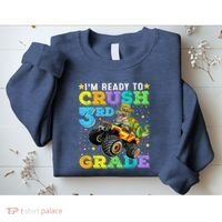 I'm Ready To Crush 3rd Grade Monster Truck Dinosaur Boy Sweatshirt thumb 2