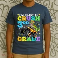 I'm Ready To Crush 3rd Grade Monster Truck Dinosaur Boy T-Shirt thumb 3