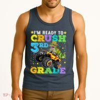 I'm Ready To Crush 3rd Grade Monster Truck Dinosaur Boy Tank Top thumb 3