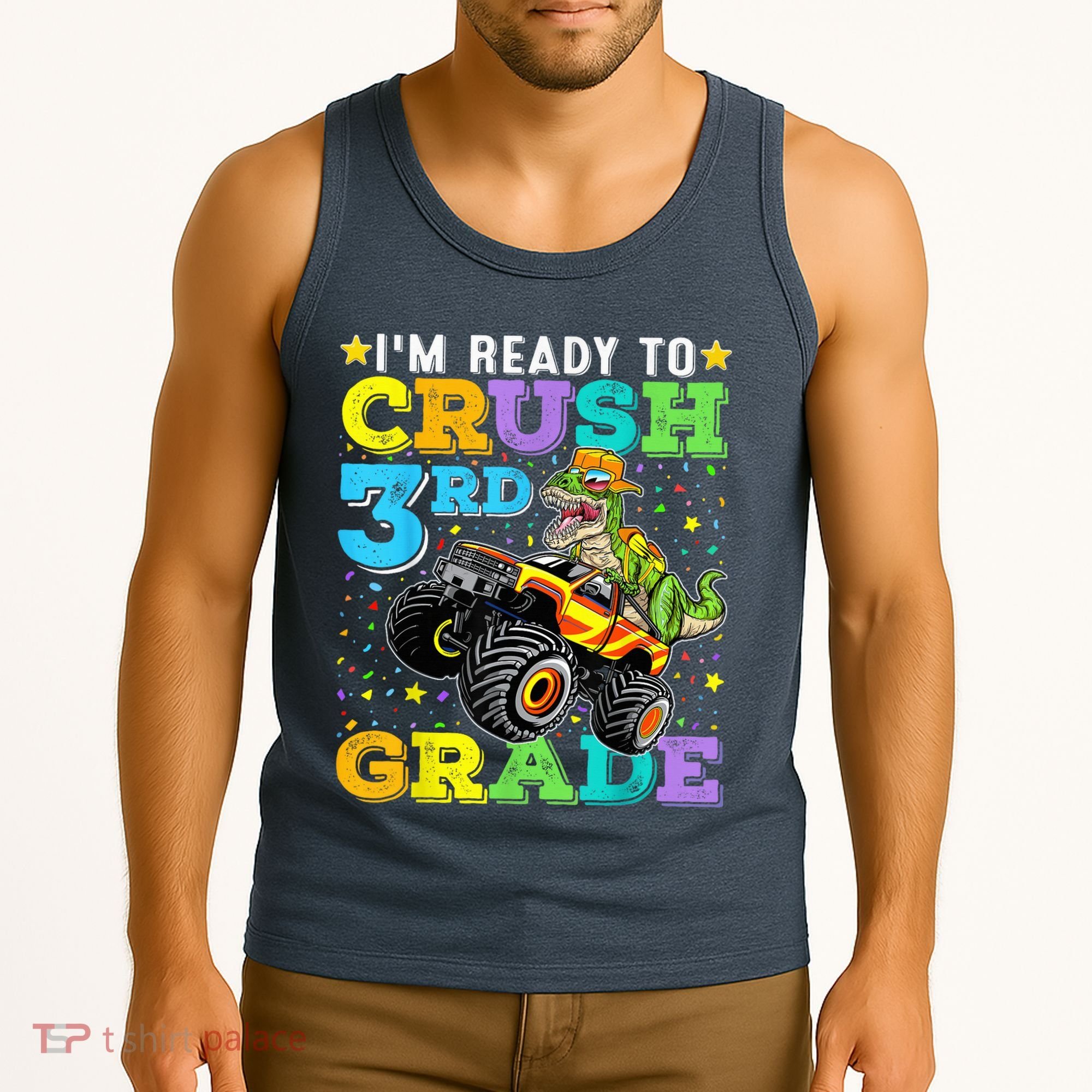 I'm Ready To Crush 3rd Grade Monster Truck Dinosaur Boy Tank Top