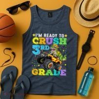 I'm Ready To Crush 3rd Grade Monster Truck Dinosaur Boy Tank Top thumb 4
