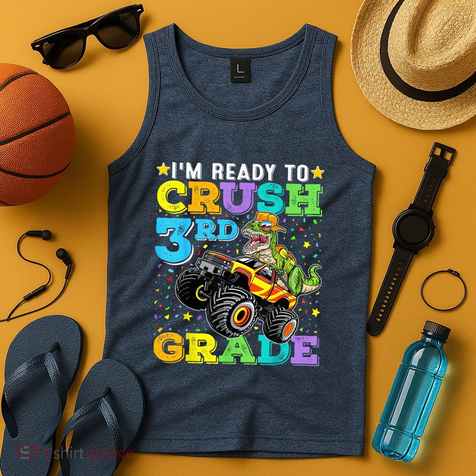 I'm Ready To Crush 3rd Grade Monster Truck Dinosaur Boy Tank Top