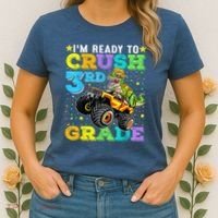 I'm Ready To Crush 3rd Grade Monster Truck Dinosaur Boy Women's T-Shirt thumb 2