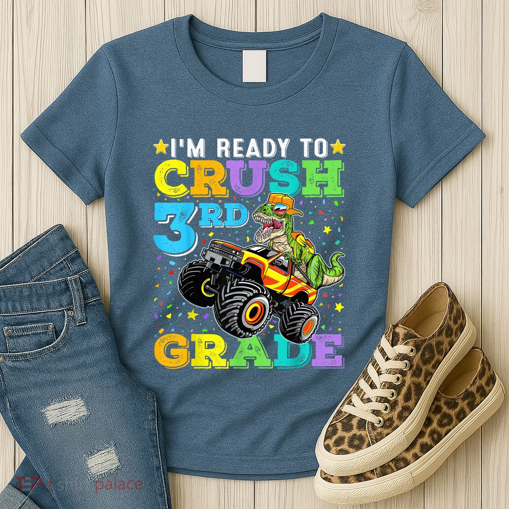 I'm Ready To Crush 3rd Grade Monster Truck Dinosaur Boy Women's T-Shirt