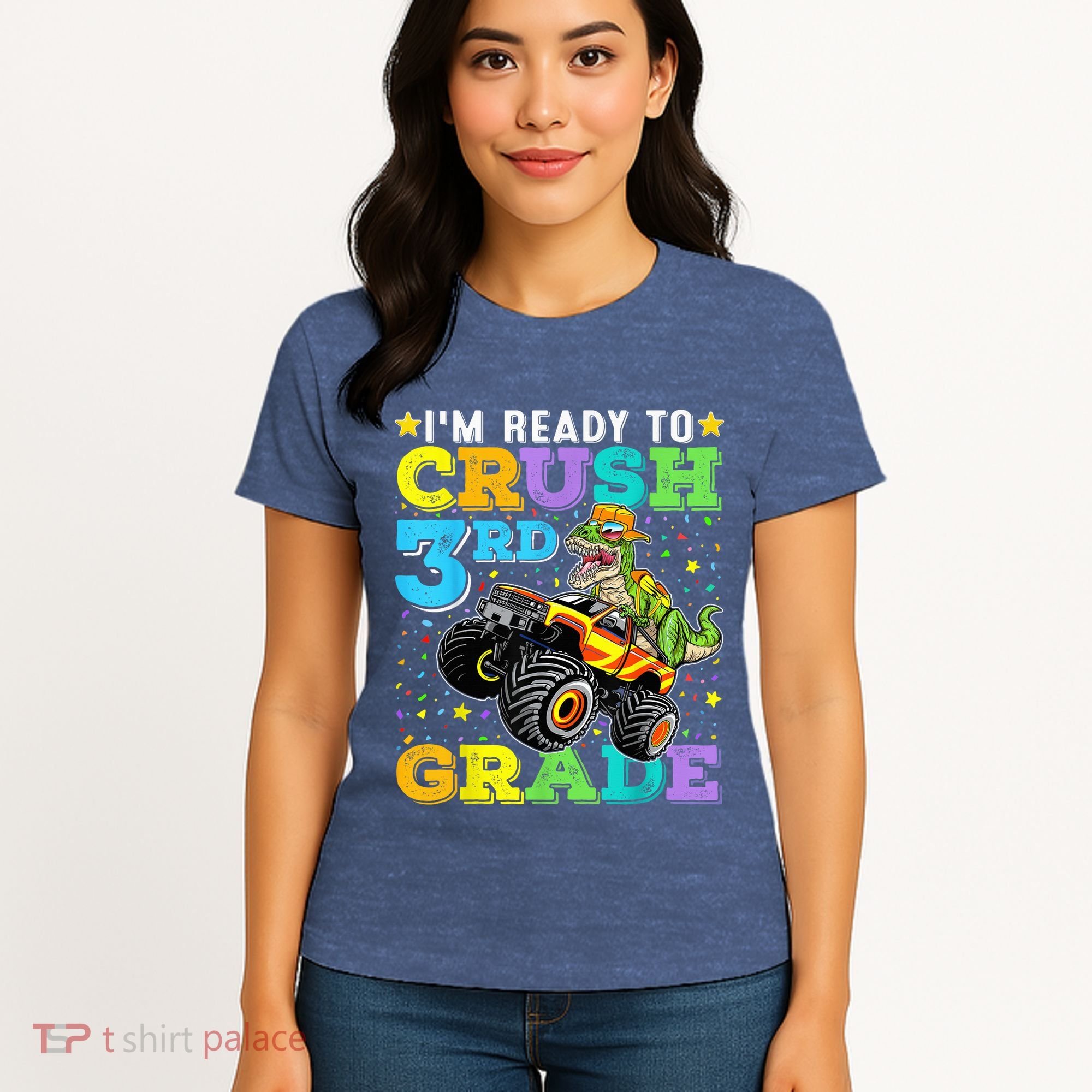 I'm Ready To Crush 3rd Grade Monster Truck Dinosaur Boy Women's T-Shirt