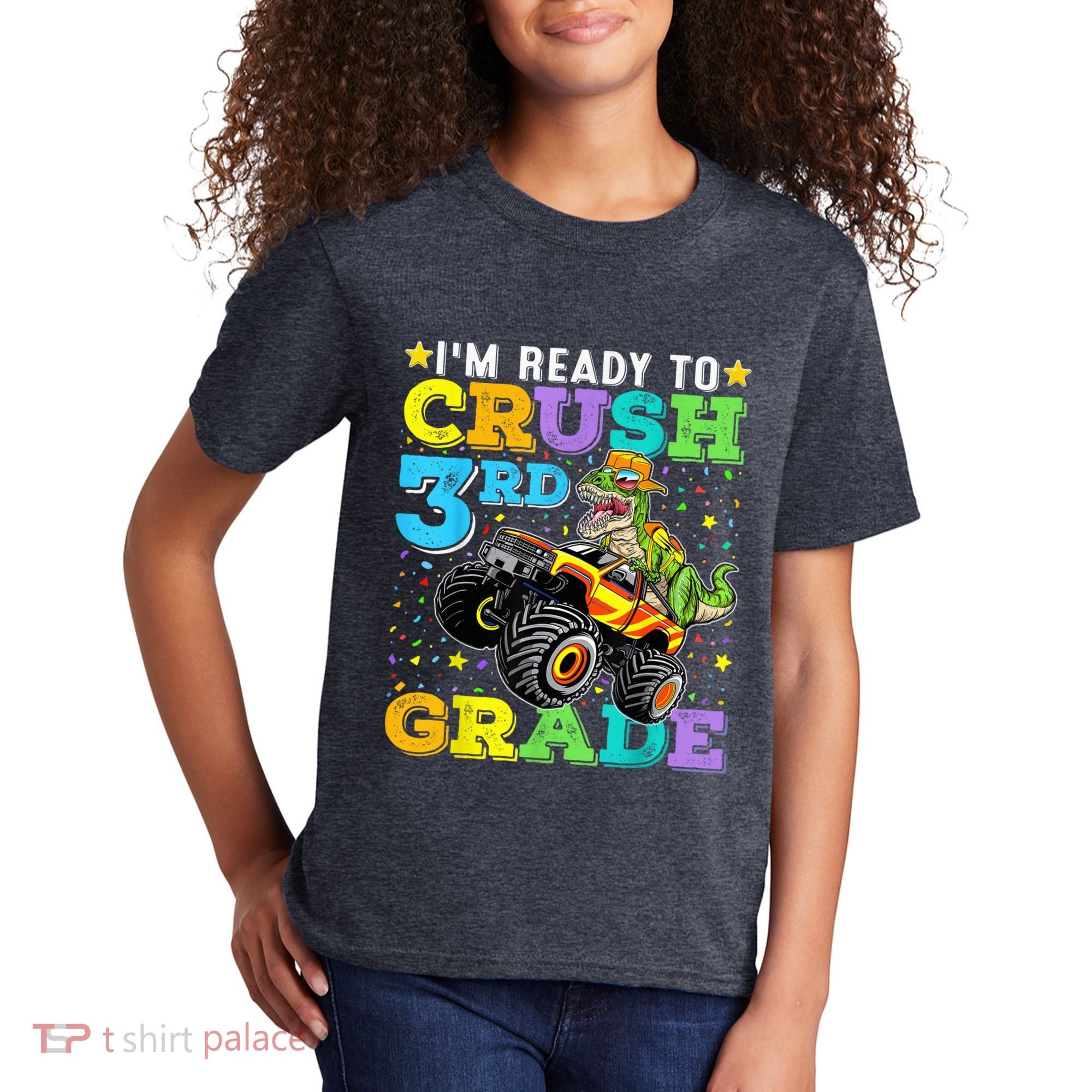 I'm Ready To Crush 3rd Grade Monster Truck Dinosaur Boy Kids T-Shirt