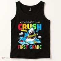 I'm Ready To Crush 1st Grade Shark Back To School Tank Top thumb 2