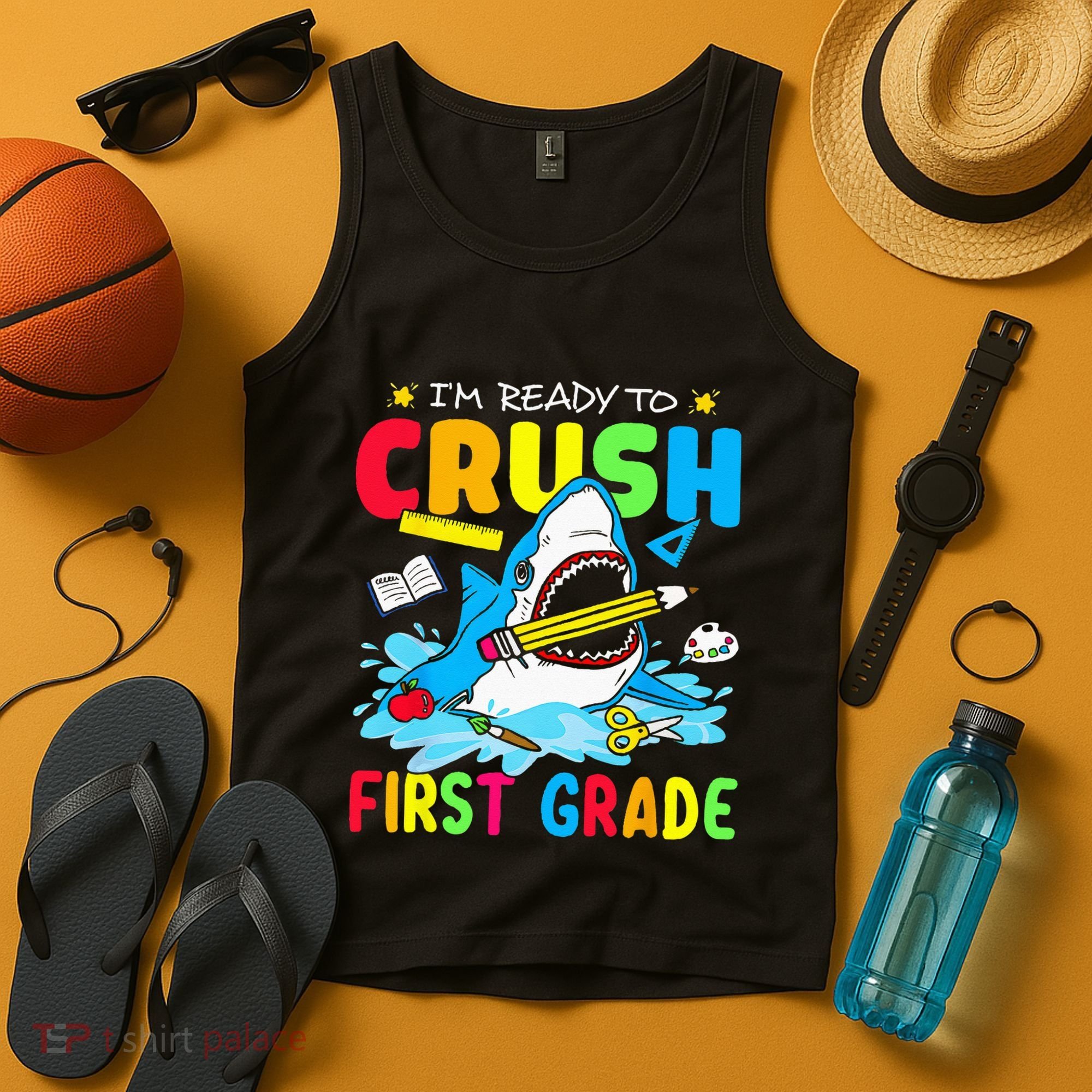 I'm Ready To Crush 1st Grade Shark Back To School Tank Top