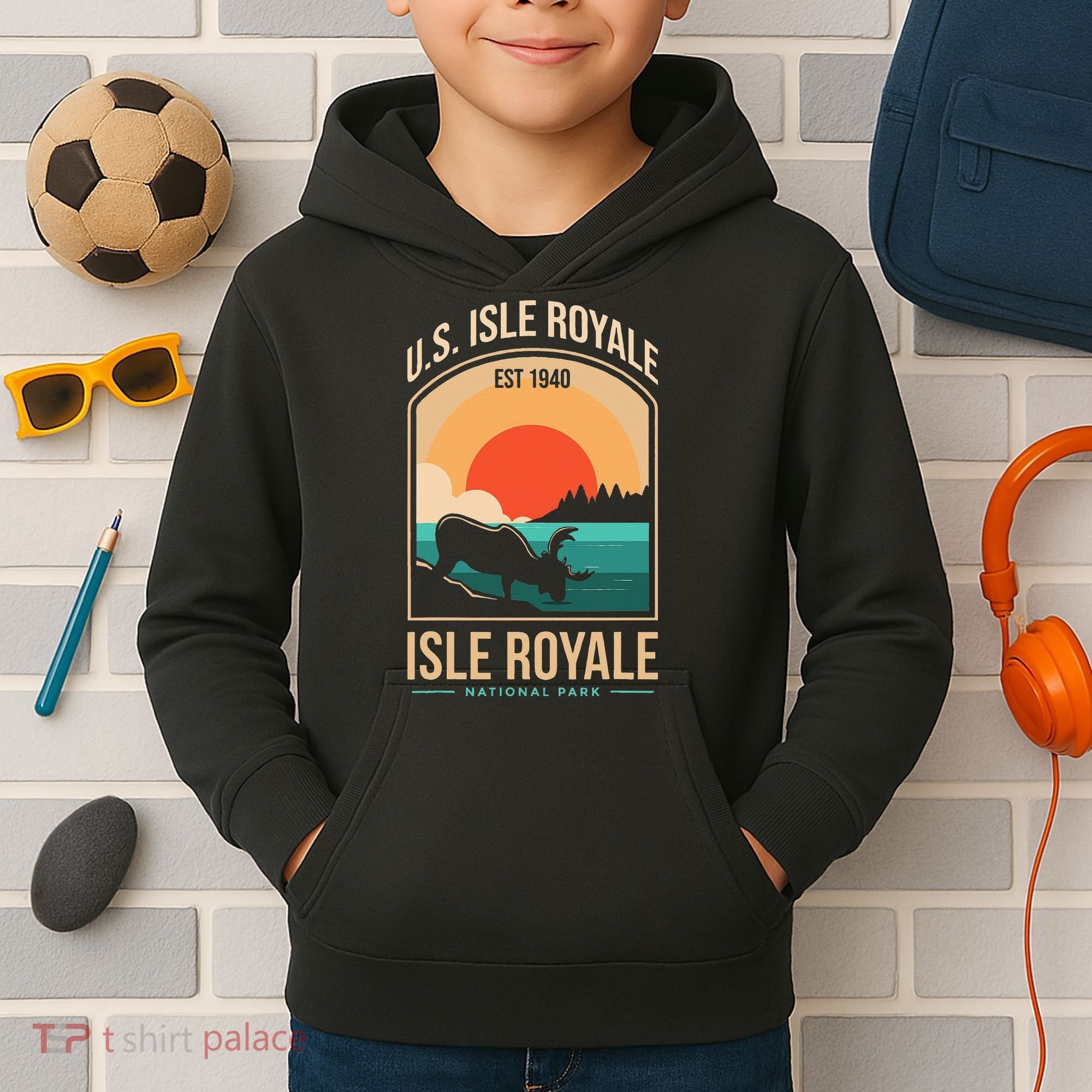 Isle Royale US National Park Michigan USA Parks Lover Gift Kids Hoodie