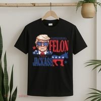ID Rather Vote For A Felon Than A Jackass Trump America T-Shirt thumb 2