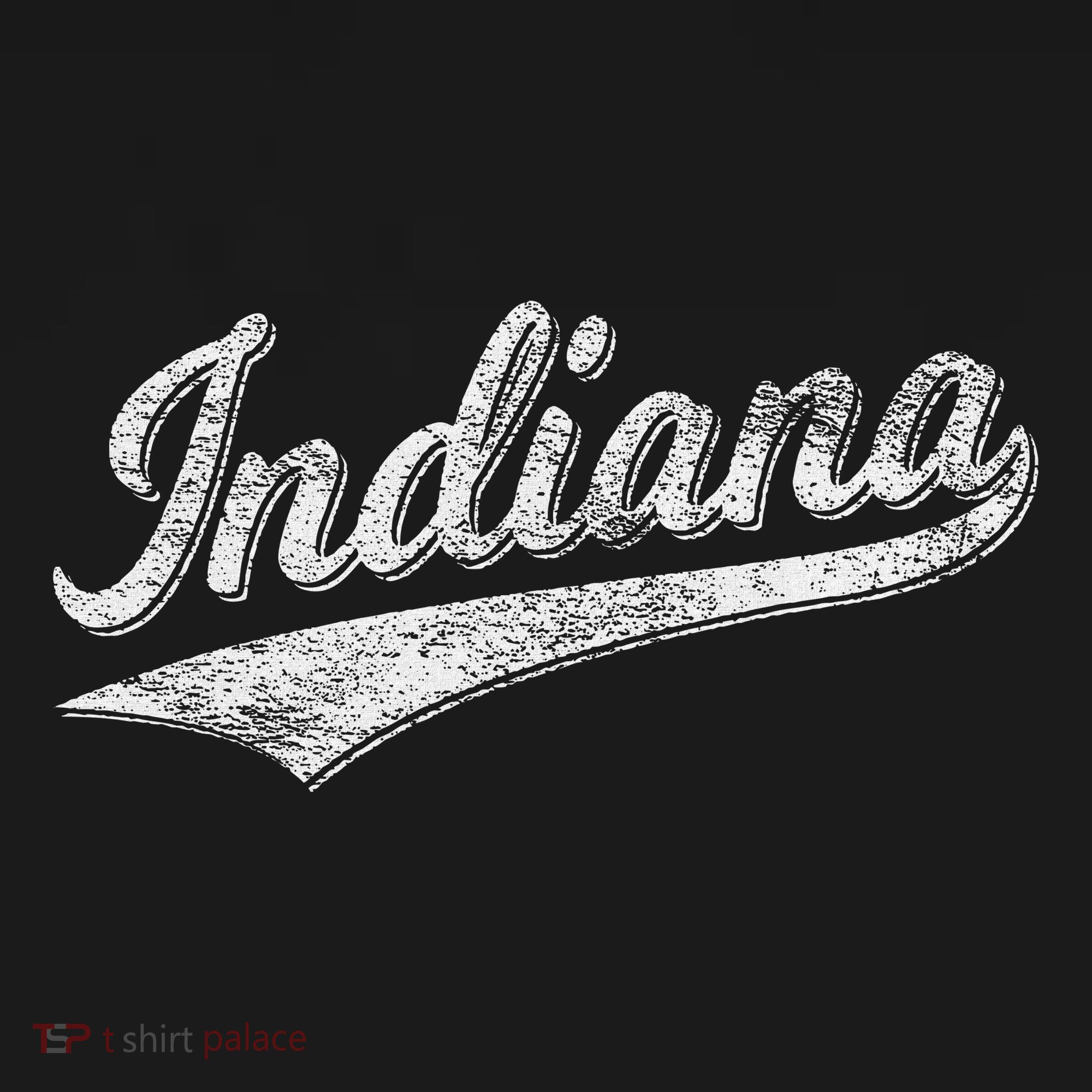 Indiana Retro Vintage Baseball Sports Script Flag Swoosh T-Shirt