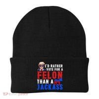 ID Rather Vote For Felon Than A Jackass Funny Trump Beanie thumb 0