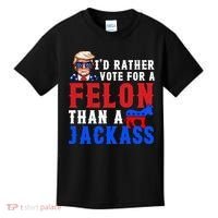 ID Rather Vote For Felon Than A Jackass Funny Trump Kids T-Shirt thumb 0