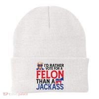 Id Rather Vote A Felon Than A Jackass Pro Donald Trump Funny Beanie thumb 0