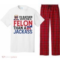 Id Rather Vote A Felon Than A Jackass Pro Donald Trump Funny Pajama Set thumb 0